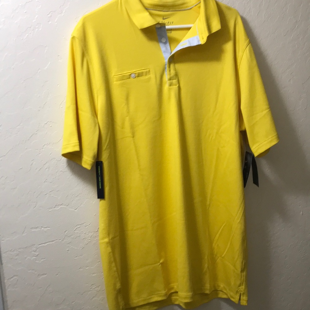 Nike Dri-Fit Short Sleeve Athletic Polo Yellow L/T